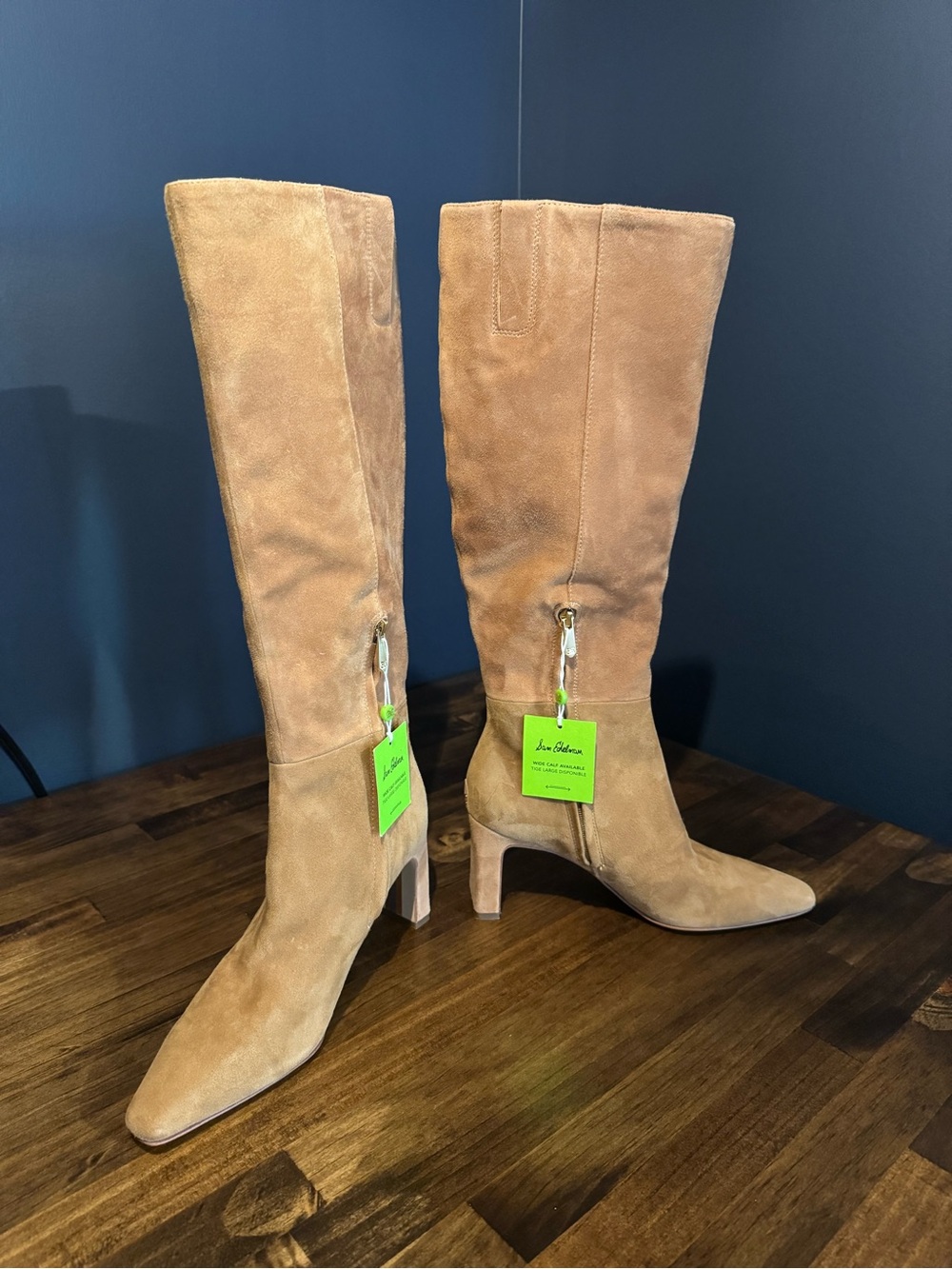 Sam Edelman Tan Suede Knee-High Heeled Boots size 8.5